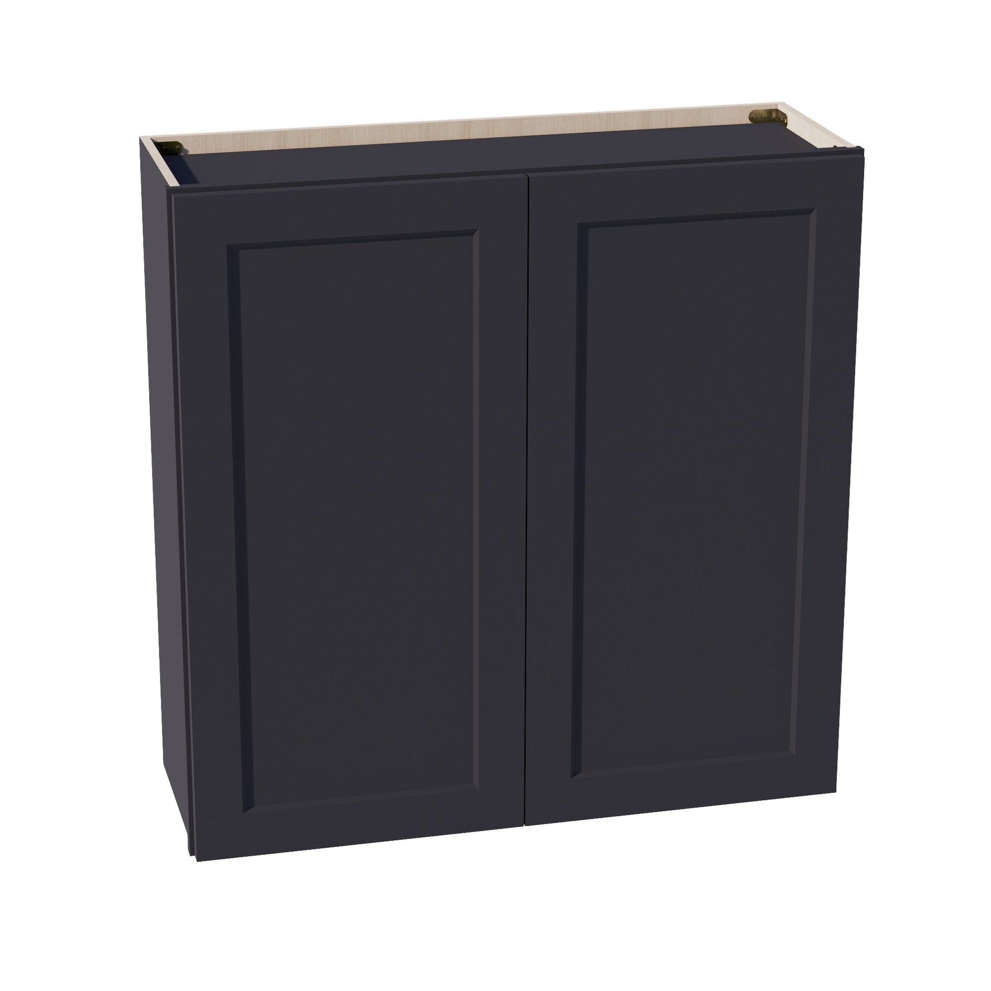 HE - W3636: Ebony Black Shaker 36"W x 36"H 2 Doors & 2 Shelves Standard Wall Cabinet - NextCabinets