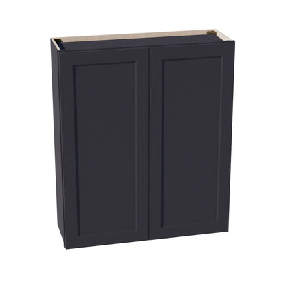 HE - W3642: Ebony Black Shaker 36"W x 42"H 2 Doors & 3 Shelves Standard Wall Cabinet - NextCabinets