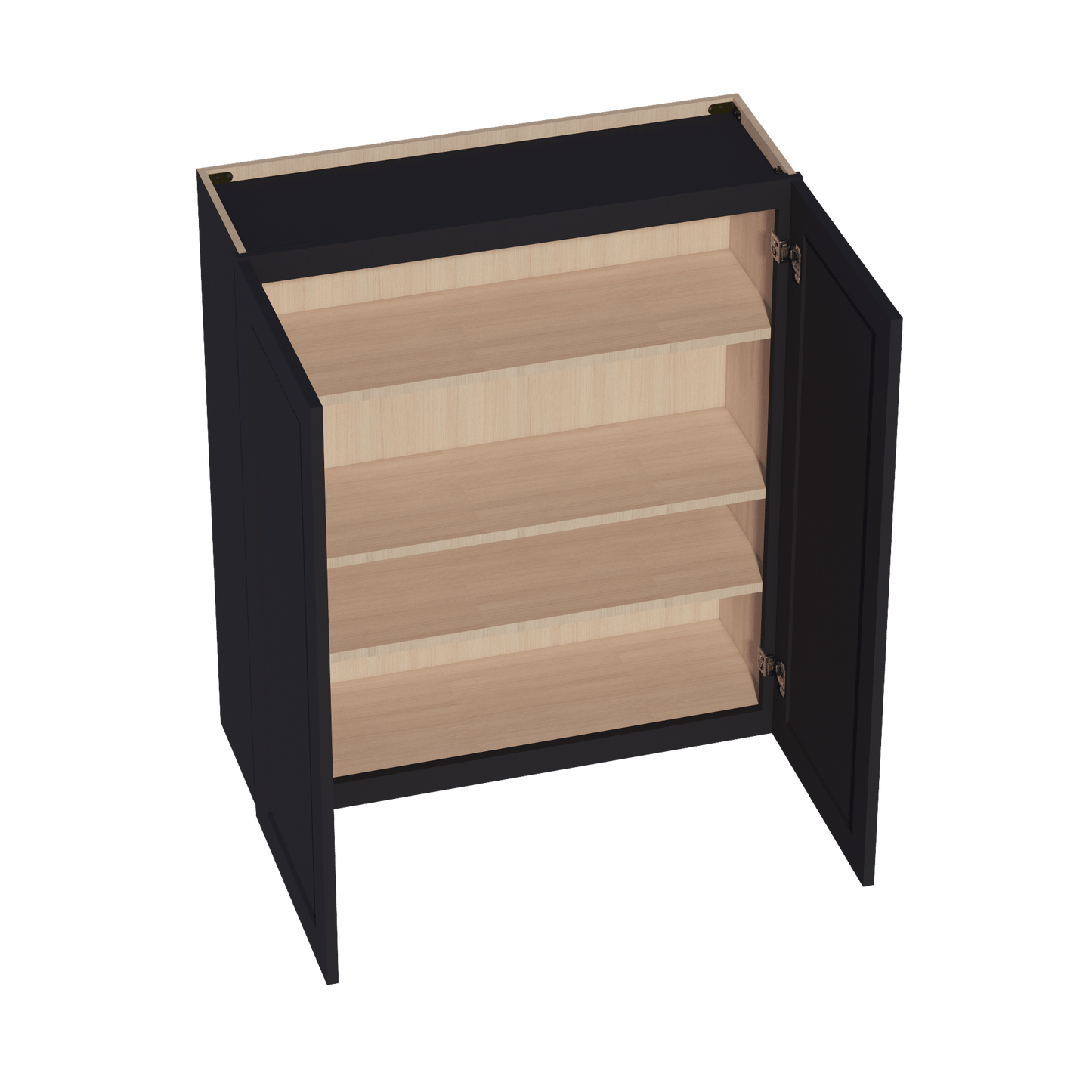 HE - W3642: Ebony Black Shaker 36"W x 42"H 2 Doors & 3 Shelves Standard Wall Cabinet - NextCabinets