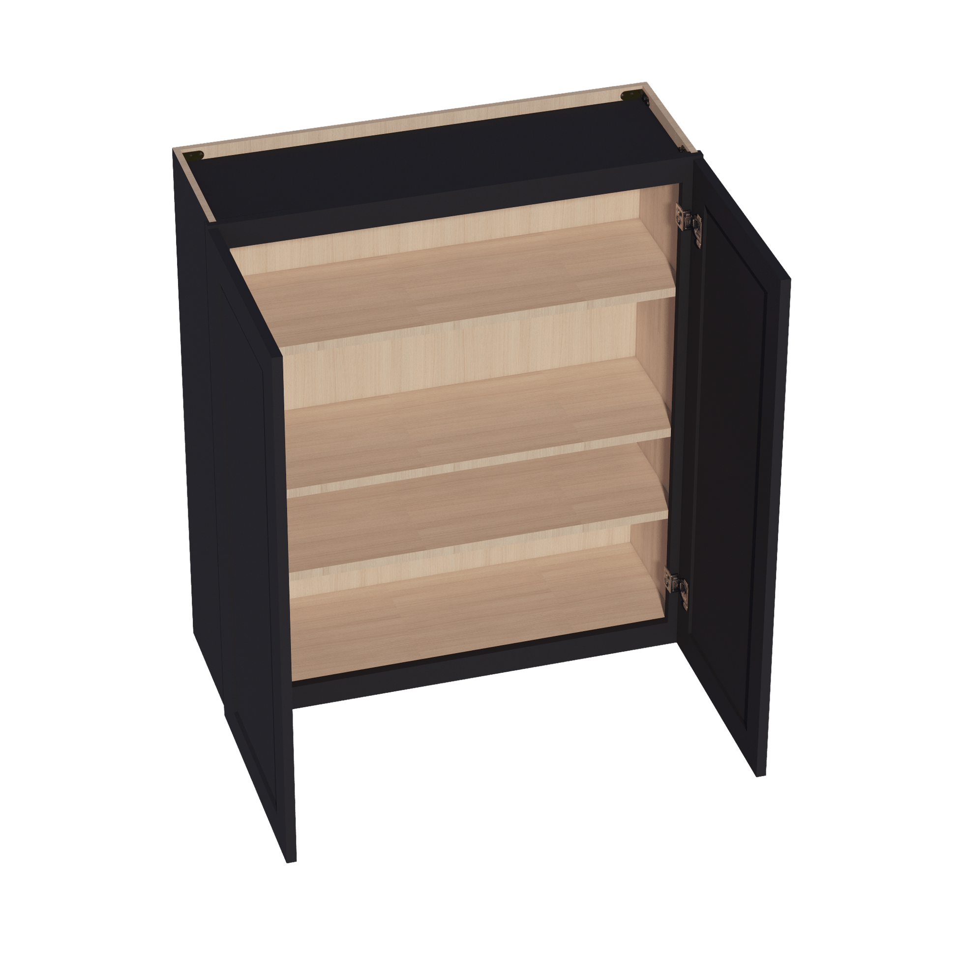 HE - W3642: Ebony Black Shaker 36"W x 42"H 2 Doors & 3 Shelves Standard Wall Cabinet - NextCabinets