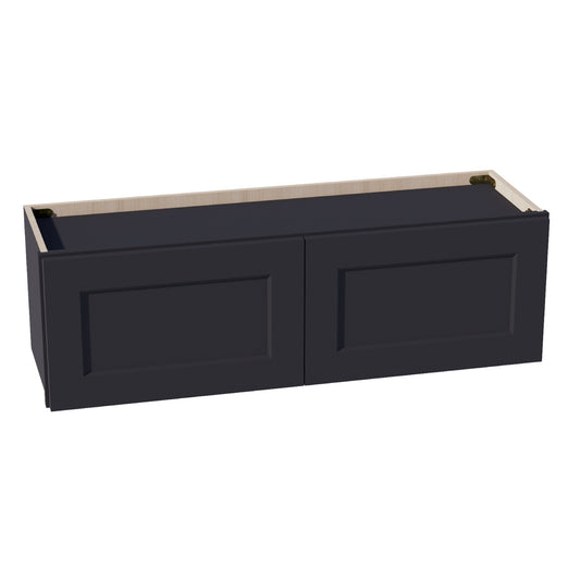 HE - W3912: Ebony Black Shaker 39"W x 12"H 2 Doors Standard Wall Bridge Cabinet - NextCabinets