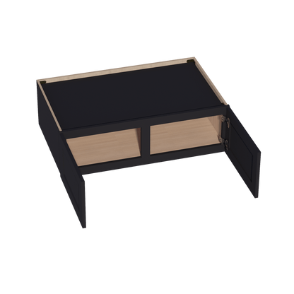 HE - W391224: Ebony Black Shaker 39"W x 12"H x 24"D 2 Doors Standard Bridge Wall Cabinet - NextCabinets