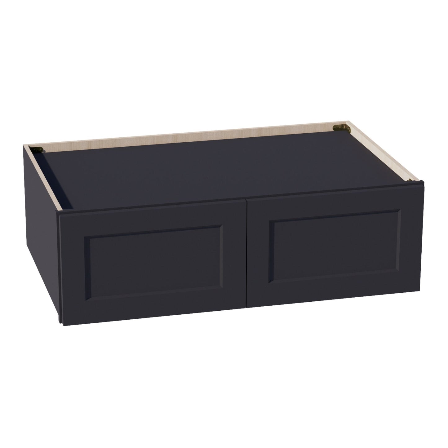 HE - W391224: Ebony Black Shaker 39"W x 12"H x 24"D 2 Doors Standard Bridge Wall Cabinet - NextCabinets