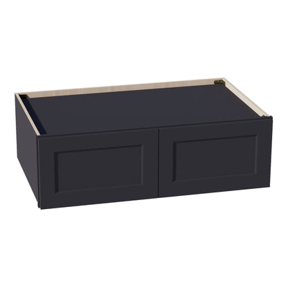 HE - W391224: Ebony Black Shaker 39"W x 12"H x 24"D 2 Doors Standard Bridge Wall Cabinet - NextCabinets