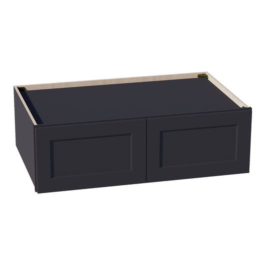HE - W391224: Ebony Black Shaker 39"W x 12"H x 24"D 2 Doors Standard Bridge Wall Cabinet - NextCabinets