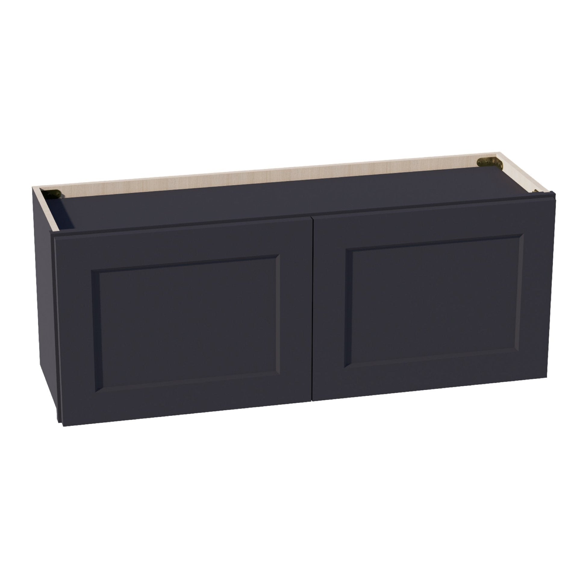 HE - W3915: Ebony Black Shaker 39"W x 15"H 2 Doors Standard Wall Bridge Cabinet - NextCabinets
