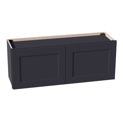 HE - W3915: Ebony Black Shaker 39"W x 15"H 2 Doors Standard Wall Bridge Cabinet - NextCabinets