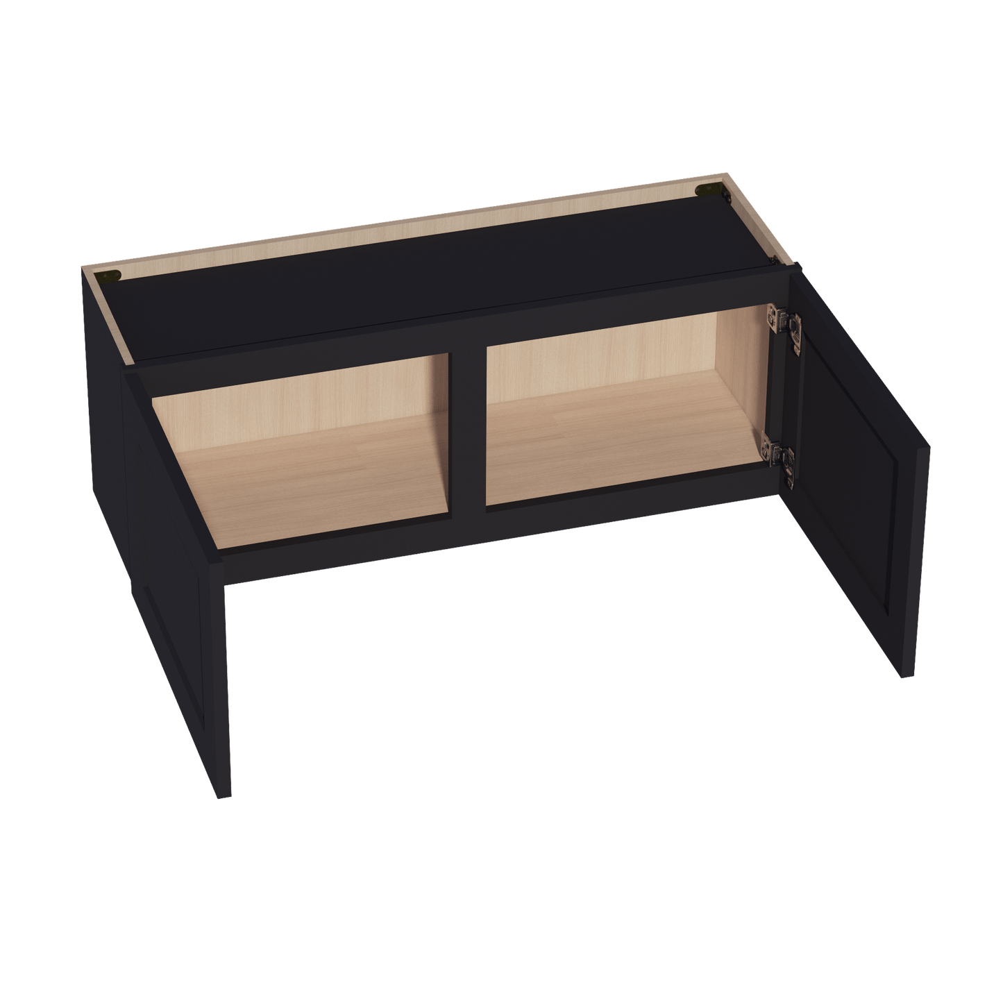 HE - W3915: Ebony Black Shaker 39"W x 15"H 2 Doors Standard Wall Bridge Cabinet - NextCabinets