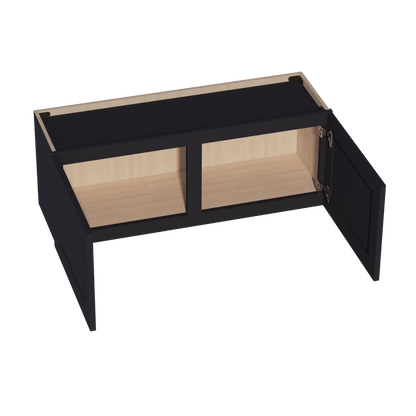 HE - W3915: Ebony Black Shaker 39"W x 15"H 2 Doors Standard Wall Bridge Cabinet - NextCabinets