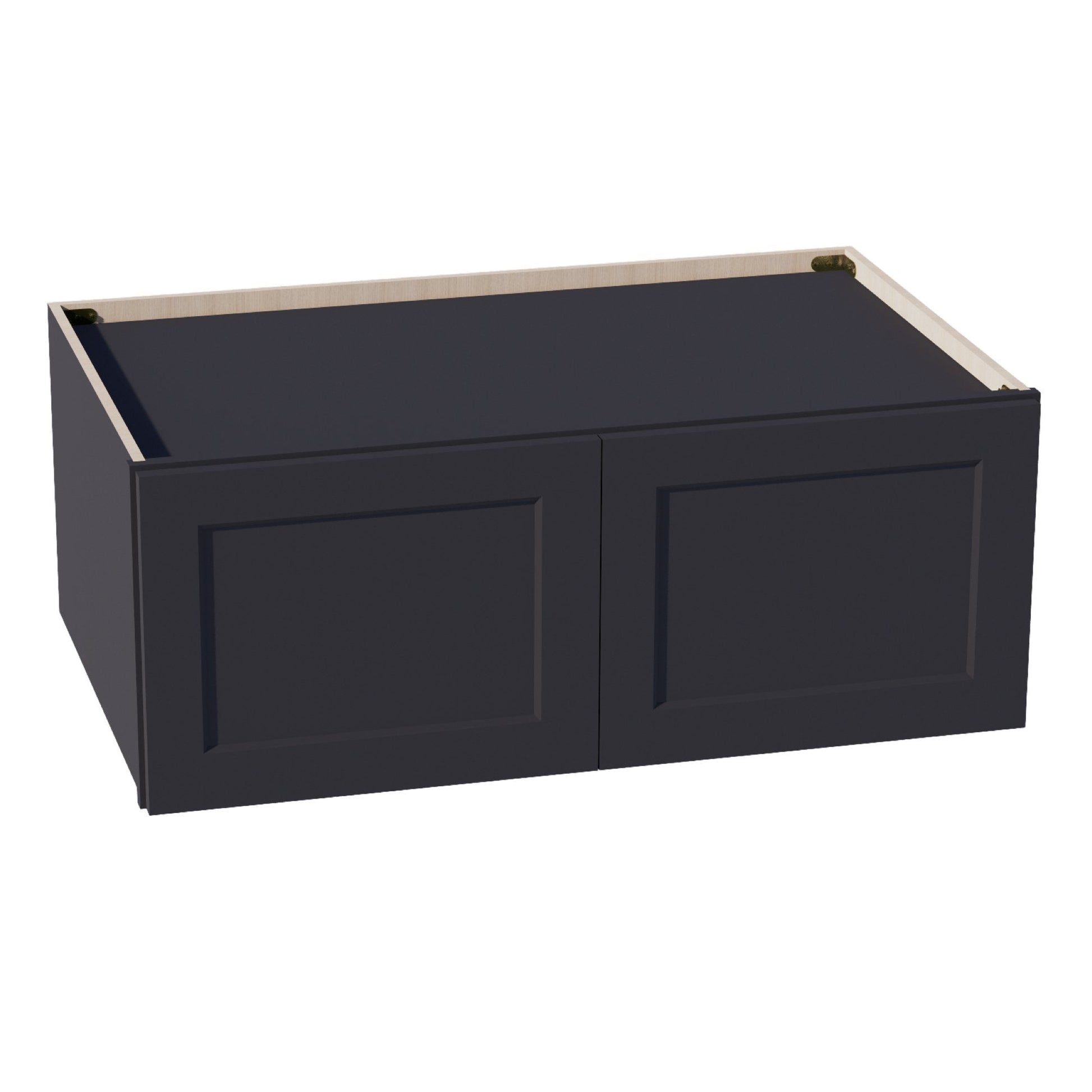 HE - W391524: Ebony Black Shaker 39"W x 15"H x 24"D 2 Doors Standard Bridge Wall Cabinet - NextCabinets