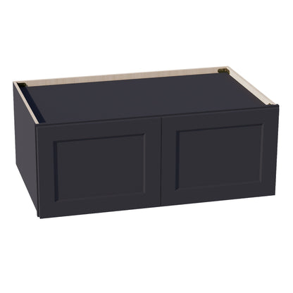 HE - W391524: Ebony Black Shaker 39"W x 15"H x 24"D 2 Doors Standard Bridge Wall Cabinet - NextCabinets