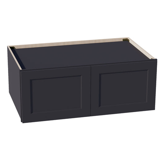 HE - W391524: Ebony Black Shaker 39"W x 15"H x 24"D 2 Doors Standard Bridge Wall Cabinet - NextCabinets