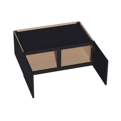 HE - W391524: Ebony Black Shaker 39"W x 15"H x 24"D 2 Doors Standard Bridge Wall Cabinet - NextCabinets