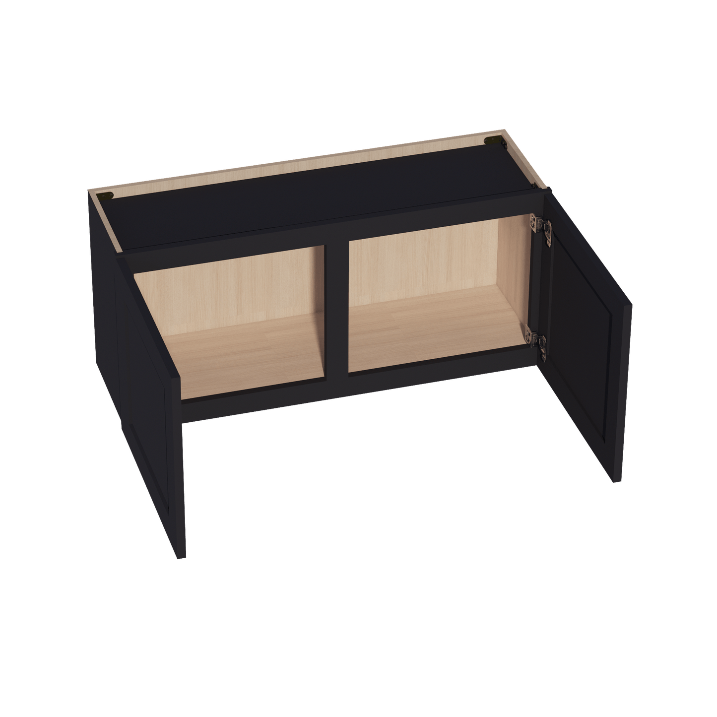 HE - W3918: Ebony Black Shaker 39"W x 18"H 2 Doors Standard Wall Bridge Cabinet - NextCabinets