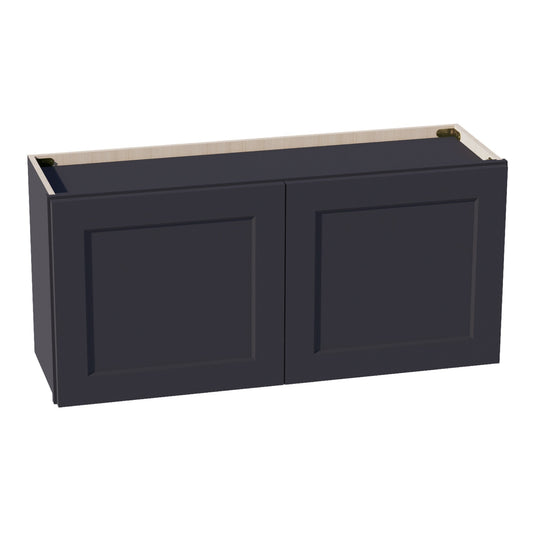 HE - W3918: Ebony Black Shaker 39"W x 18"H 2 Doors Standard Wall Bridge Cabinet - NextCabinets