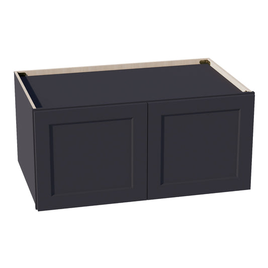 HE - W391824: Ebony Black Shaker 39"W x 18"H x 24"D 2 Doors Standard Bridge Wall Cabinet - NextCabinets