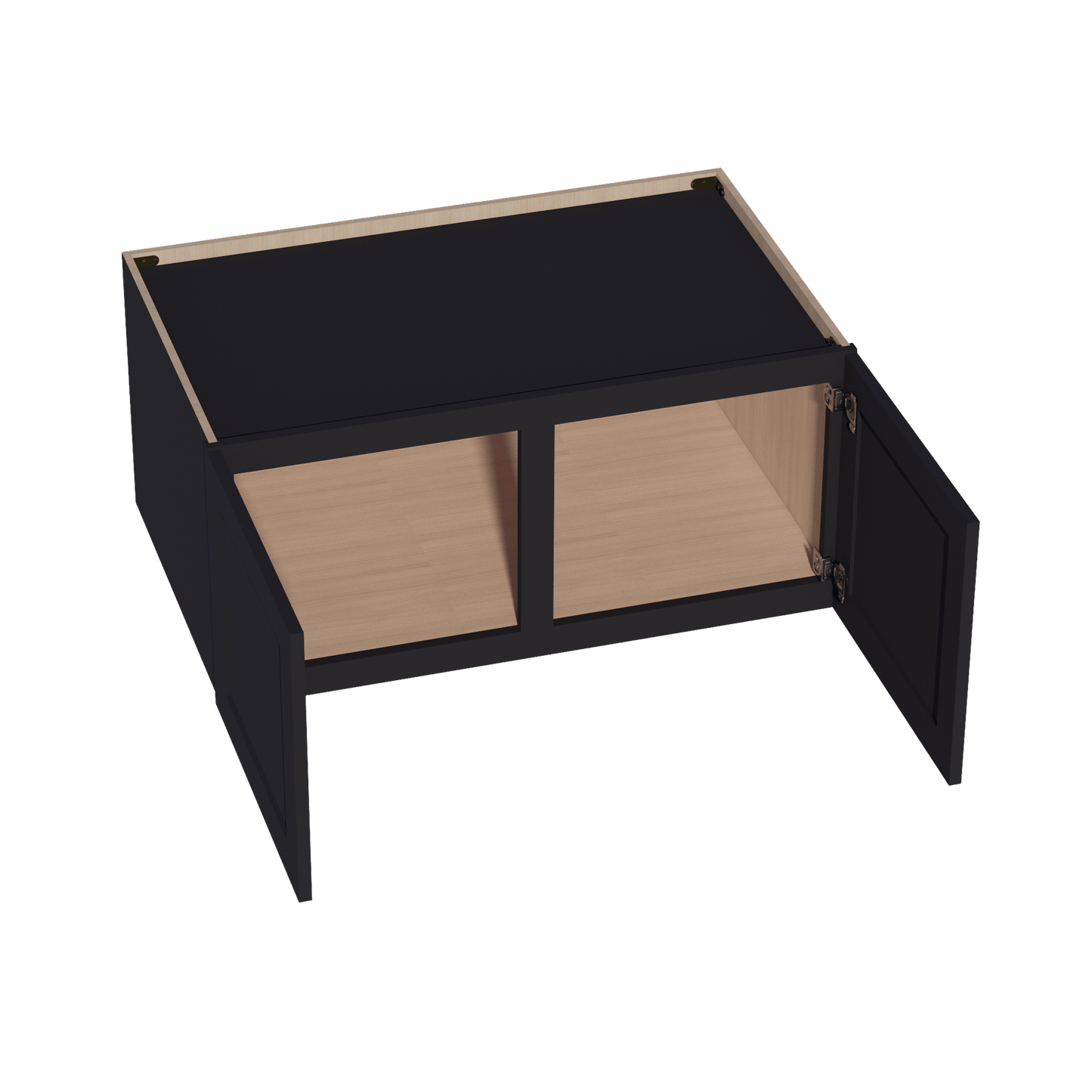 HE - W391824: Ebony Black Shaker 39"W x 18"H x 24"D 2 Doors Standard Bridge Wall Cabinet - NextCabinets