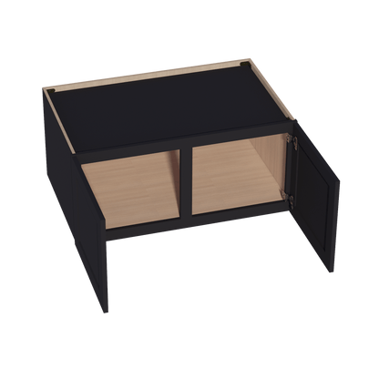 HE - W391824: Ebony Black Shaker 39"W x 18"H x 24"D 2 Doors Standard Bridge Wall Cabinet - NextCabinets