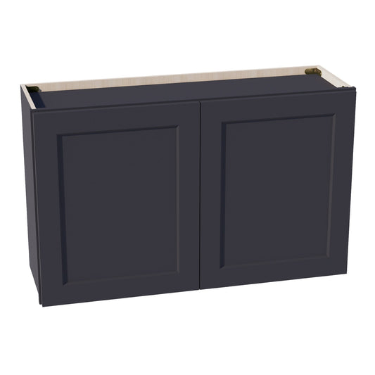 HE - W3924: Ebony Black Shaker 39"W x 24"H 2 Doors Standard Wall Bridge Cabinet - NextCabinets