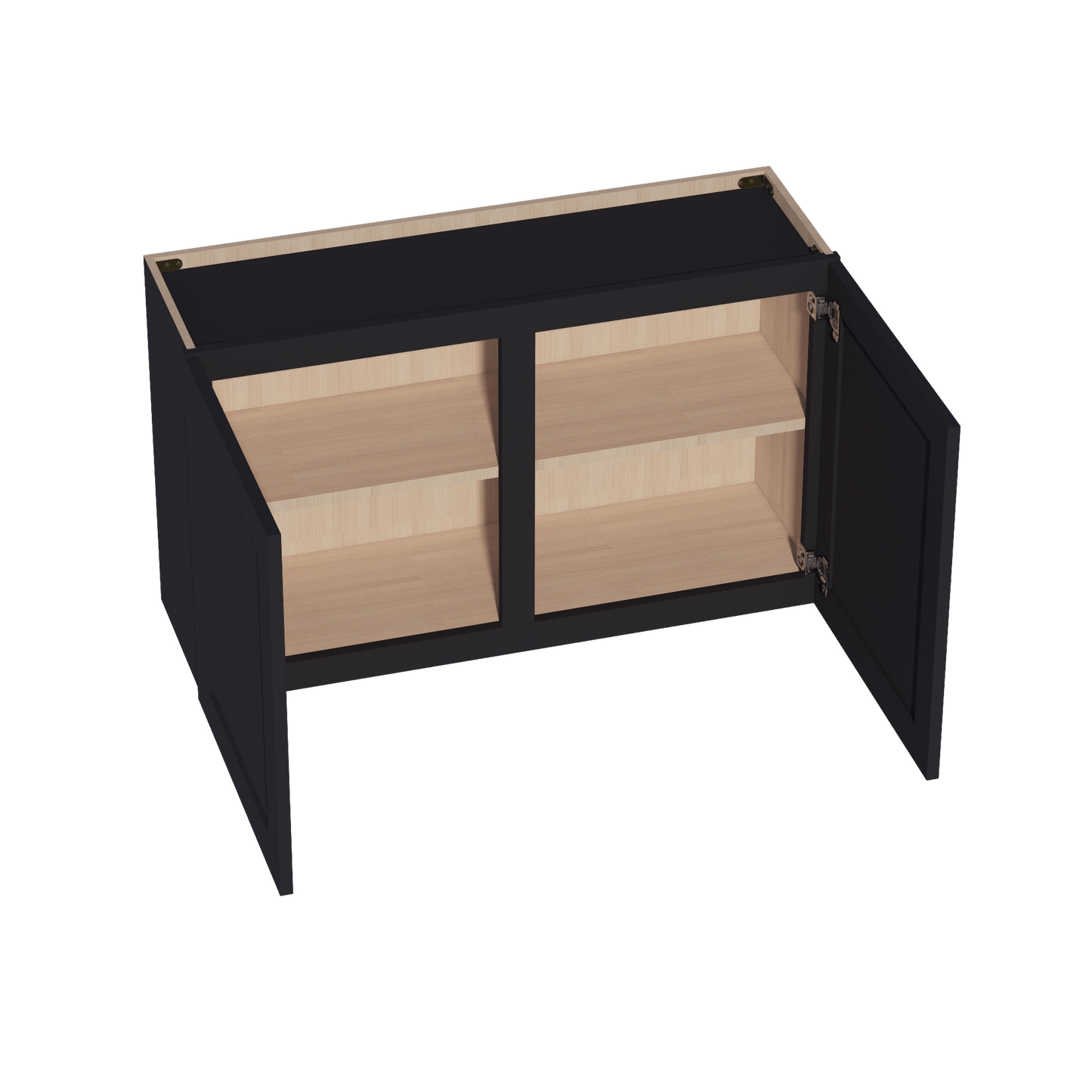 HE - W3924: Ebony Black Shaker 39"W x 24"H 2 Doors Standard Wall Bridge Cabinet - NextCabinets