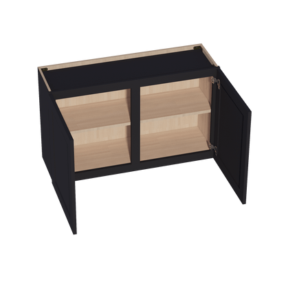 HE - W3924: Ebony Black Shaker 39"W x 24"H 2 Doors Standard Wall Bridge Cabinet - NextCabinets