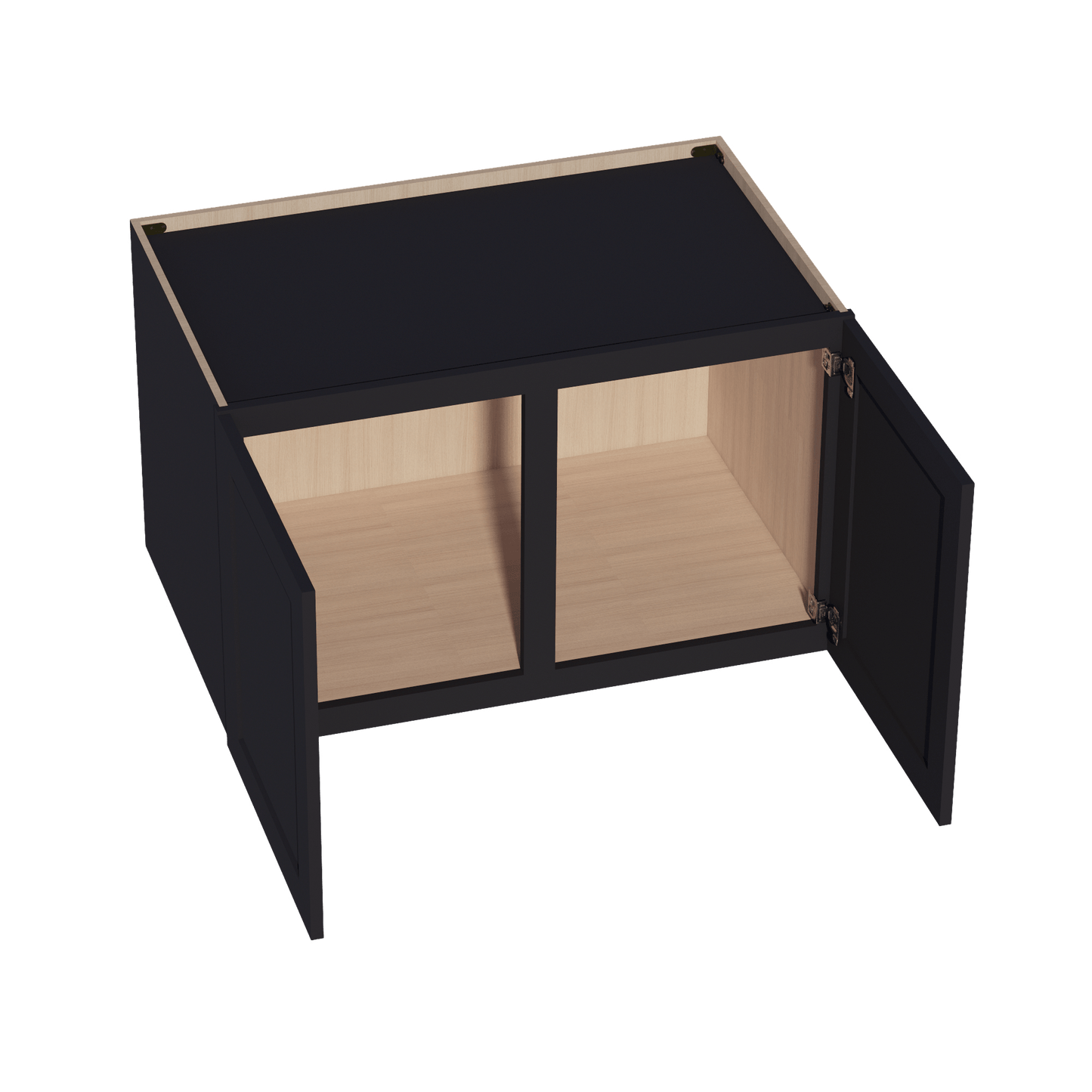 HE - W392424: Ebony Black Shaker 39"W x 24"H x 24"D 2 Doors & 1 Shelf Standard Bridge Wall Cabinet - NextCabinets