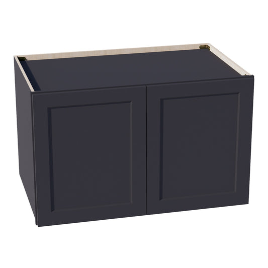 HE - W392424: Ebony Black Shaker 39"W x 24"H x 24"D 2 Doors & 1 Shelf Standard Bridge Wall Cabinet - NextCabinets