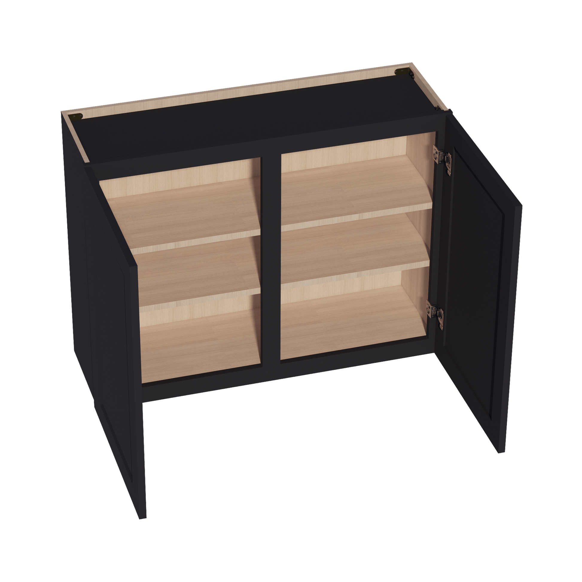 HE - W3930: Ebony Black Shaker 39"W x 30"H 2 Doors & 2 Shelves Standard Wall Cabinet - NextCabinets