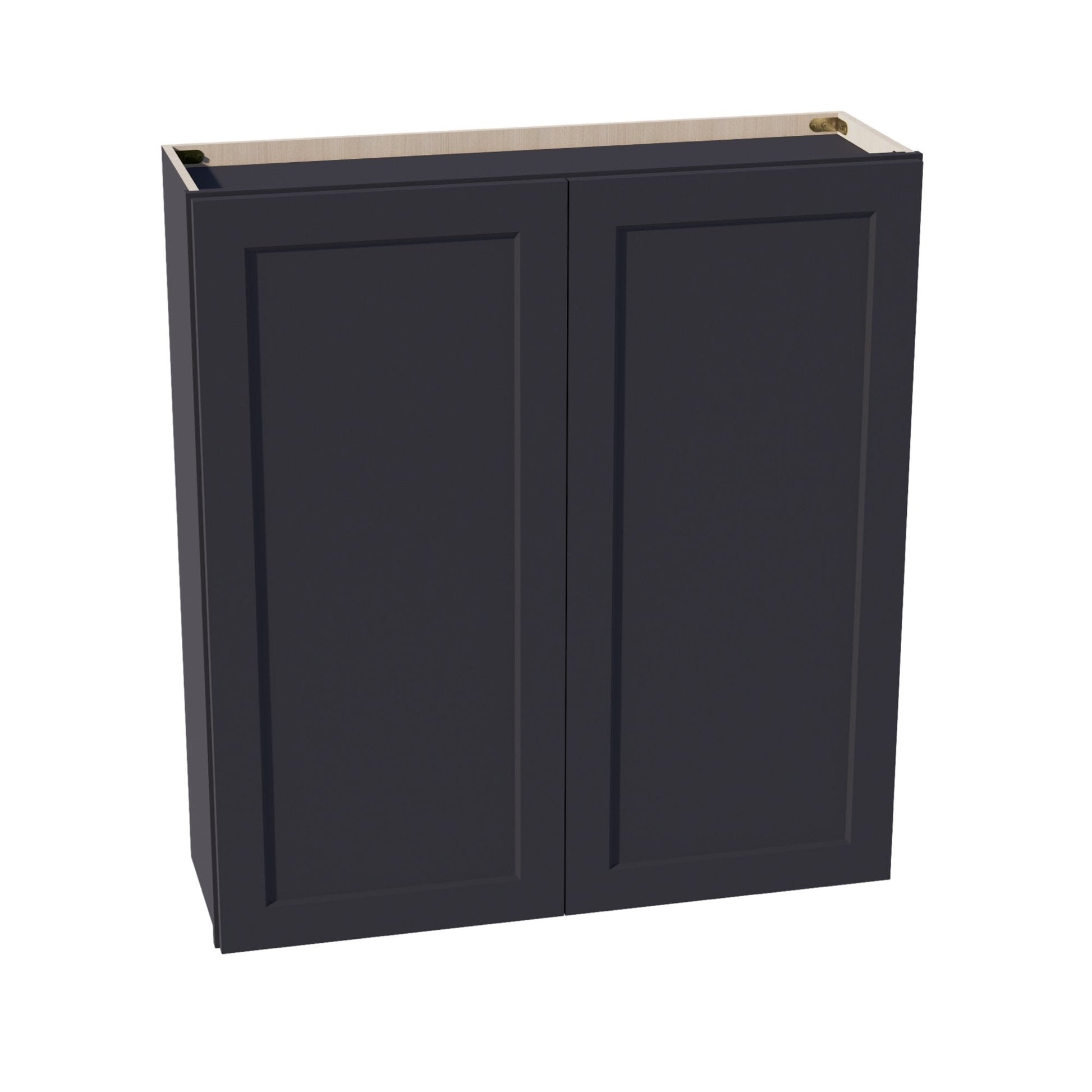 HE - W3942: Ebony Black Shaker 39"W x 42"H 2 Doors & 3 Shelves Standard Wall Cabinet - NextCabinets
