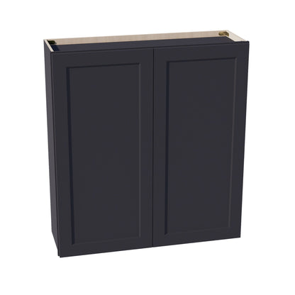 HE - W3942: Ebony Black Shaker 39"W x 42"H 2 Doors & 3 Shelves Standard Wall Cabinet - NextCabinets