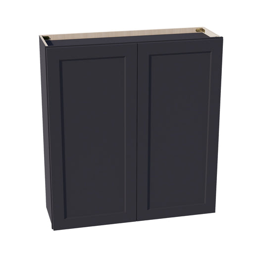HE - W3942: Ebony Black Shaker 39"W x 42"H 2 Doors & 3 Shelves Standard Wall Cabinet - NextCabinets