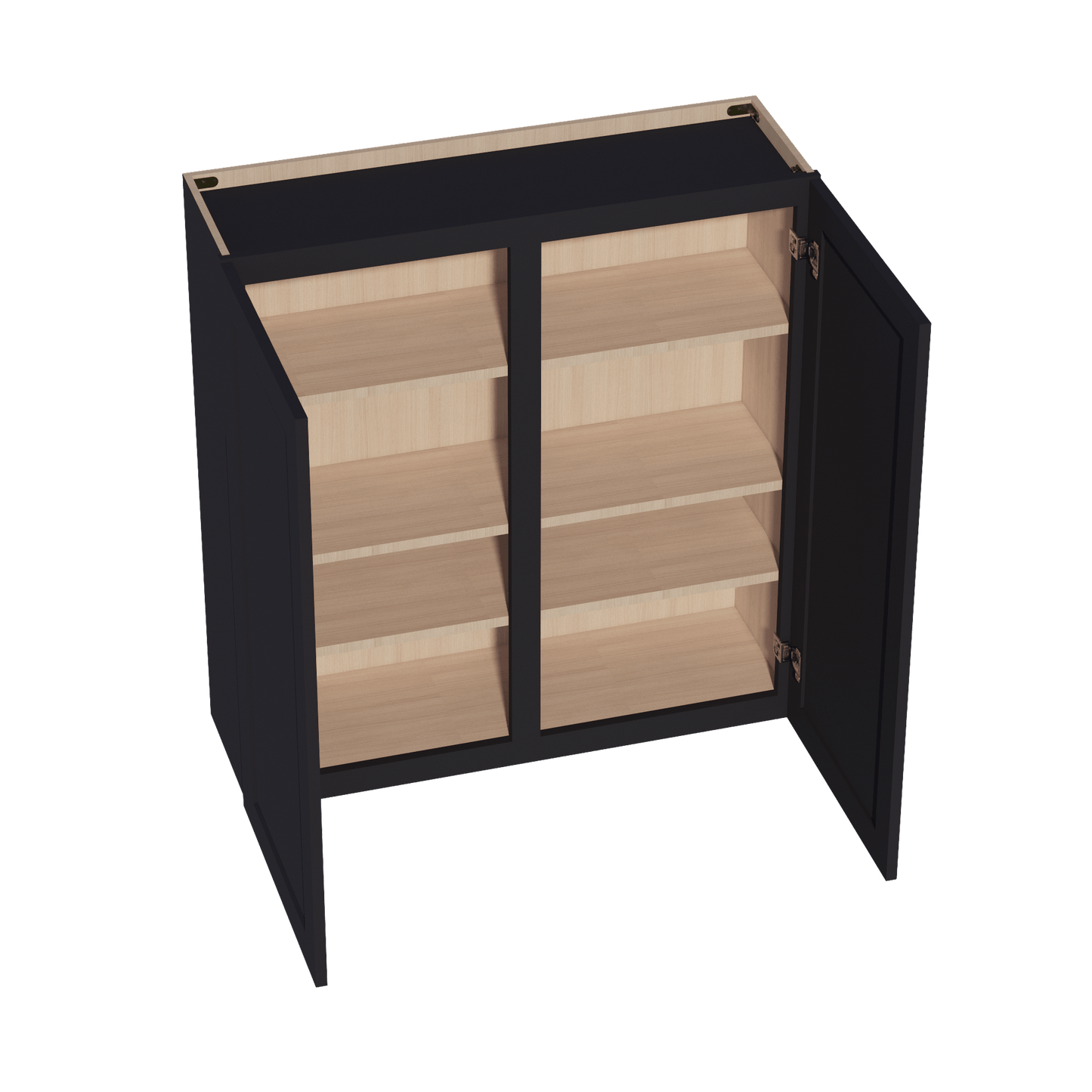 HE - W3942: Ebony Black Shaker 39"W x 42"H 2 Doors & 3 Shelves Standard Wall Cabinet - NextCabinets