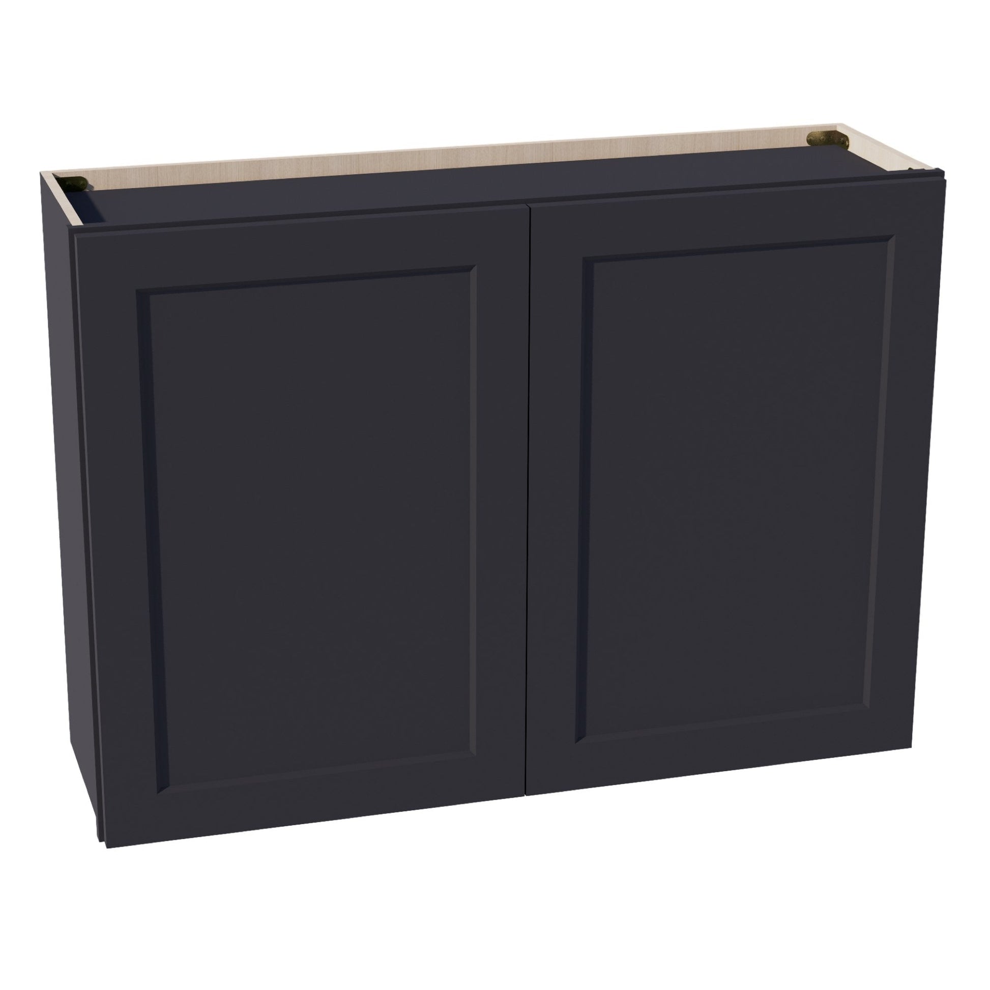 HE - W4230: Ebony Black Shaker 42"W x 30"H 2 Doors & 2 Shelves Standard Wall Cabinet - NextCabinets