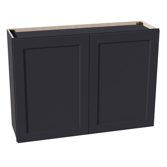 HE - W4230: Ebony Black Shaker 42"W x 30"H 2 Doors & 2 Shelves Standard Wall Cabinet - NextCabinets