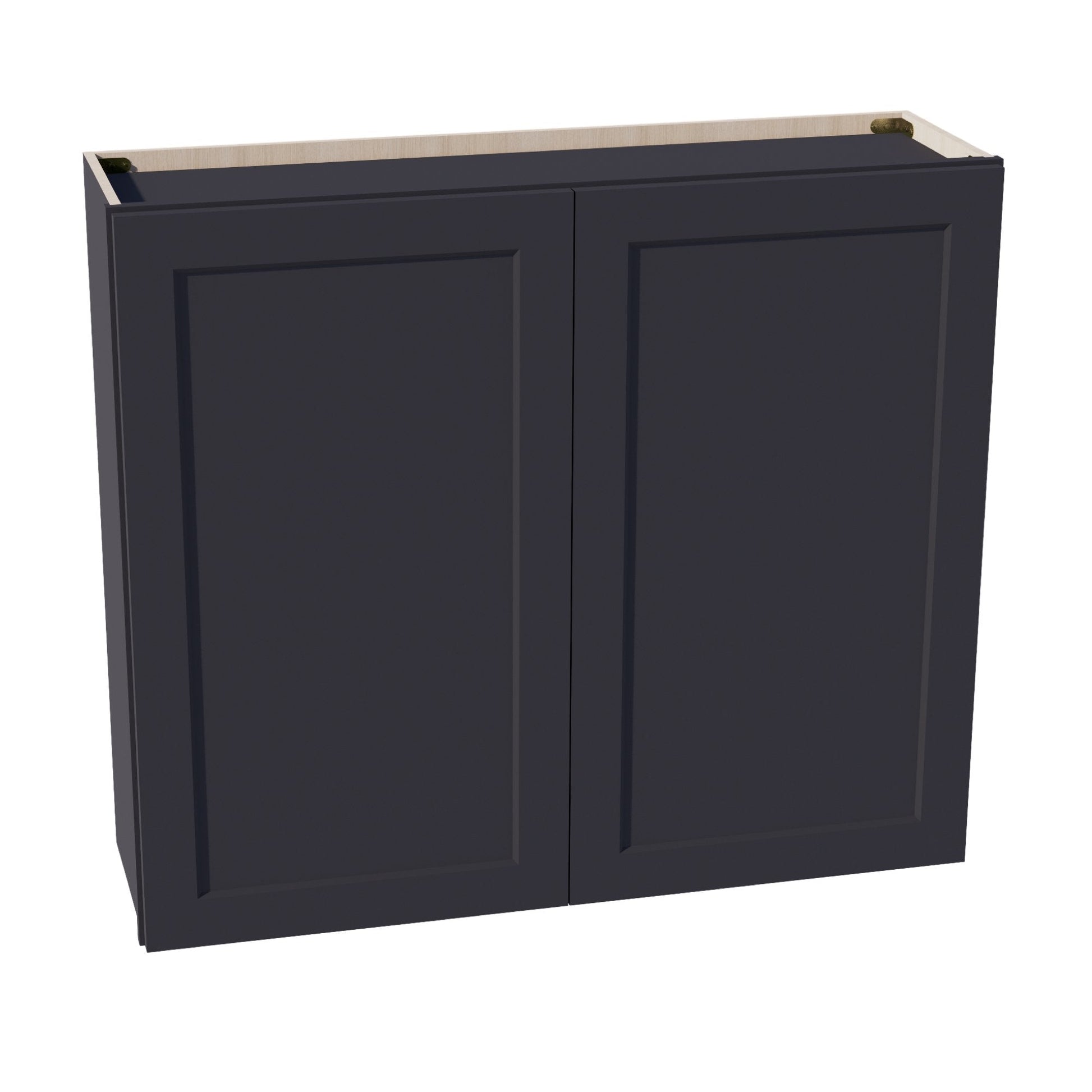 HE - W4236: Ebony Black Shaker 42"W x 36"H 2 Doors & 2 Shelves Standard Wall Cabinet - NextCabinets