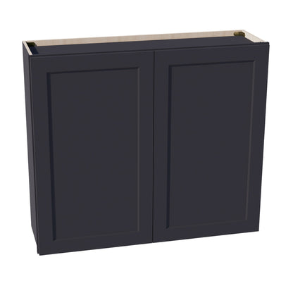 HE - W4236: Ebony Black Shaker 42"W x 36"H 2 Doors & 2 Shelves Standard Wall Cabinet - NextCabinets