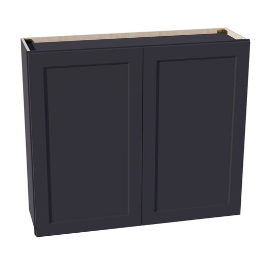 HE - W4236: Ebony Black Shaker 42"W x 36"H 2 Doors & 2 Shelves Standard Wall Cabinet - NextCabinets