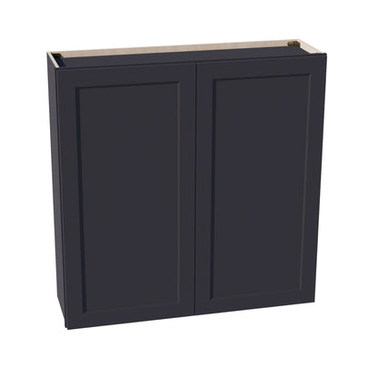 HE - W4242: Ebony Black Shaker 42"W x 42"H 2 Doors & 3 Shelves Standard Wall Cabinet - NextCabinets