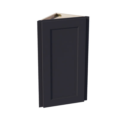 HE - WAE1230: Ebony Black Shaker 12"W x 30"H x 12"D 1 Door & 2 Shelves Wall Angle End Cabinet - NextCabinets