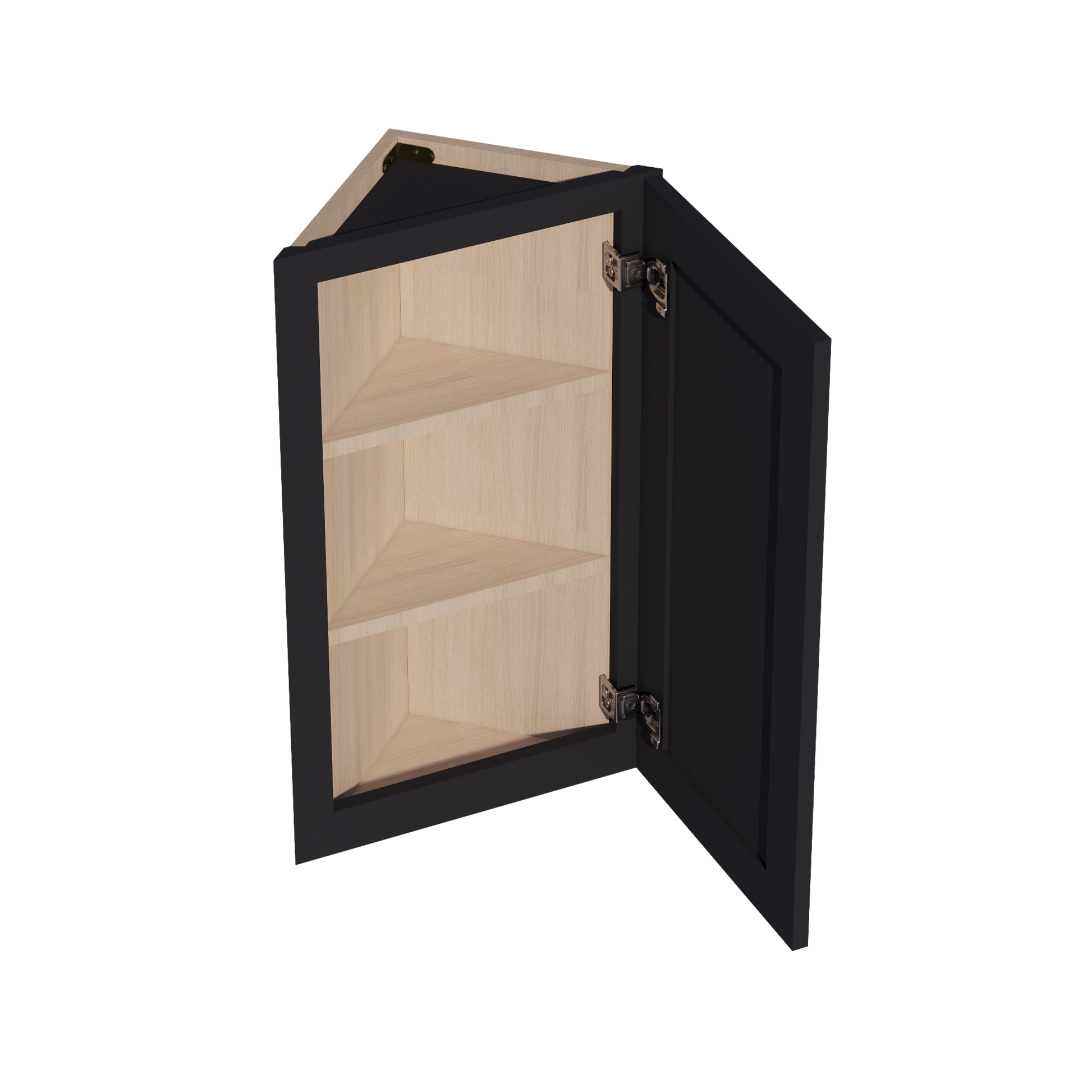 HE - WAE1230: Ebony Black Shaker 12"W x 30"H x 12"D 1 Door & 2 Shelves Wall Angle End Cabinet - NextCabinets