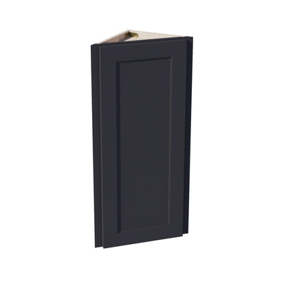 HE - WAE1236: Ebony Black Shaker 12"W x 36"H x 12"D 1 Door & 2 Shelves Wall Angle End Cabinet - NextCabinets