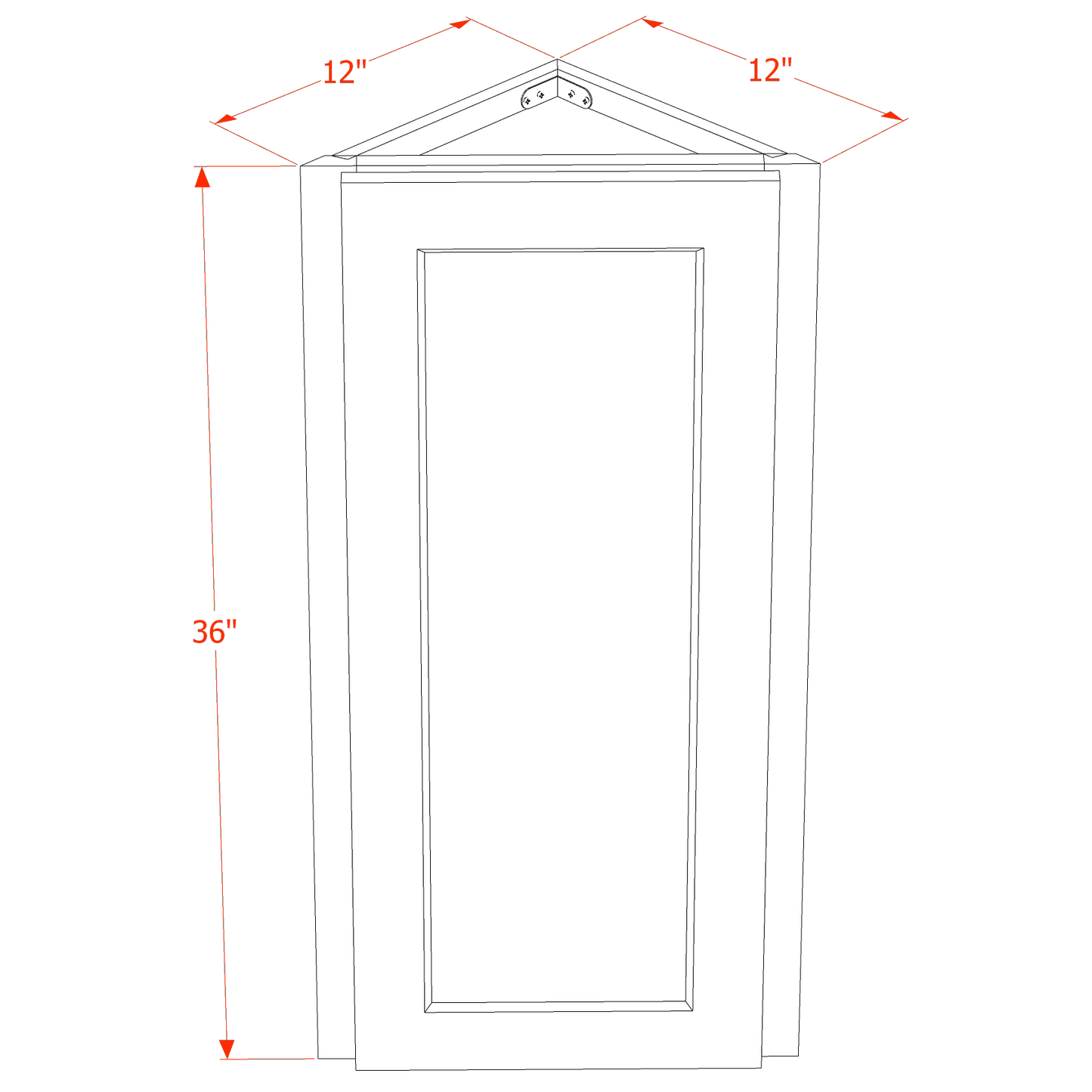 HE - WAE1236: Ebony Black Shaker 12"W x 36"H x 12"D 1 Door & 2 Shelves Wall Angle End Cabinet - NextCabinets
