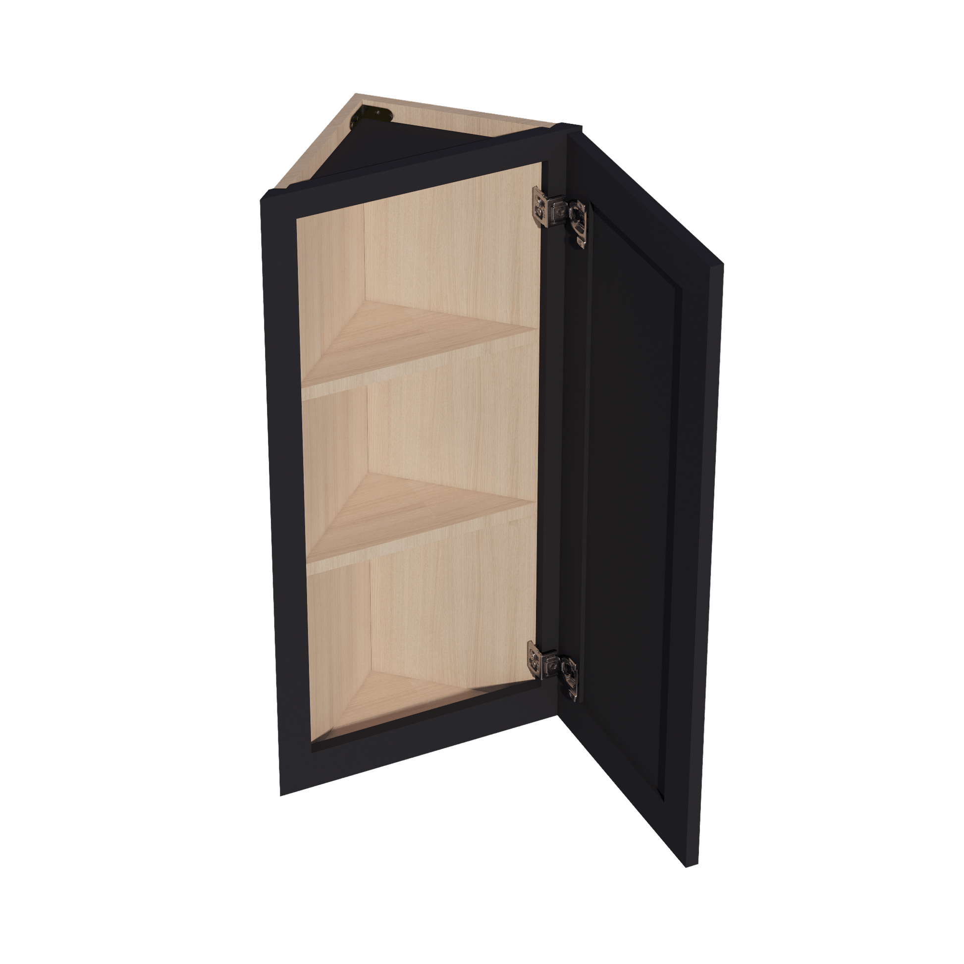 HE - WAE1236: Ebony Black Shaker 12"W x 36"H x 12"D 1 Door & 2 Shelves Wall Angle End Cabinet - NextCabinets