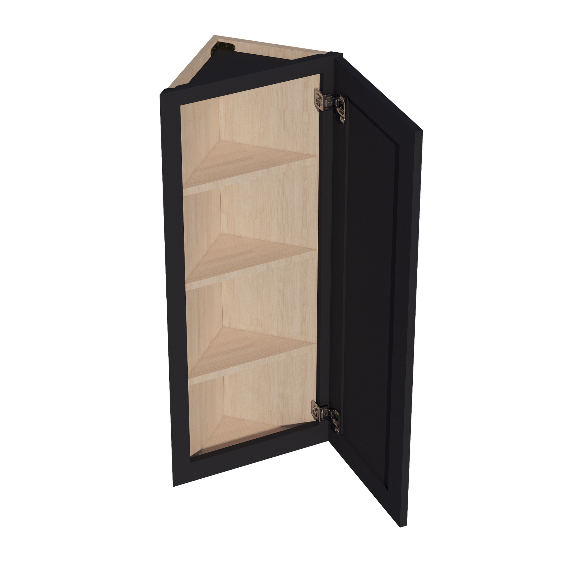 HE - WAE1242: Ebony Black Shaker 12"W x 42"H x 12"D 1 Door & 3 Shelves Wall Angle End Cabinet - NextCabinets