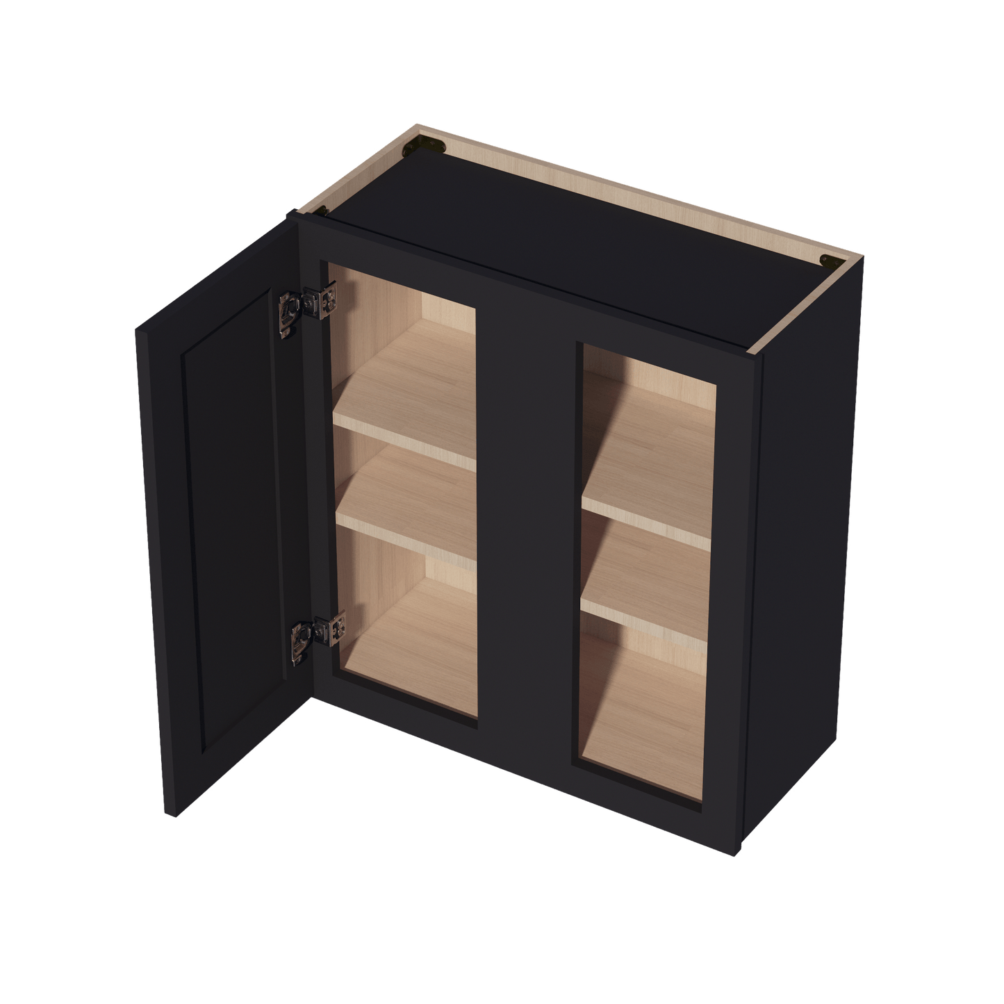 HE - WBC2730: Ebony Black Shaker 27"W x 30"H 1 Door & 2 Shelves Wall Blind Corner Cabinets - NextCabinets