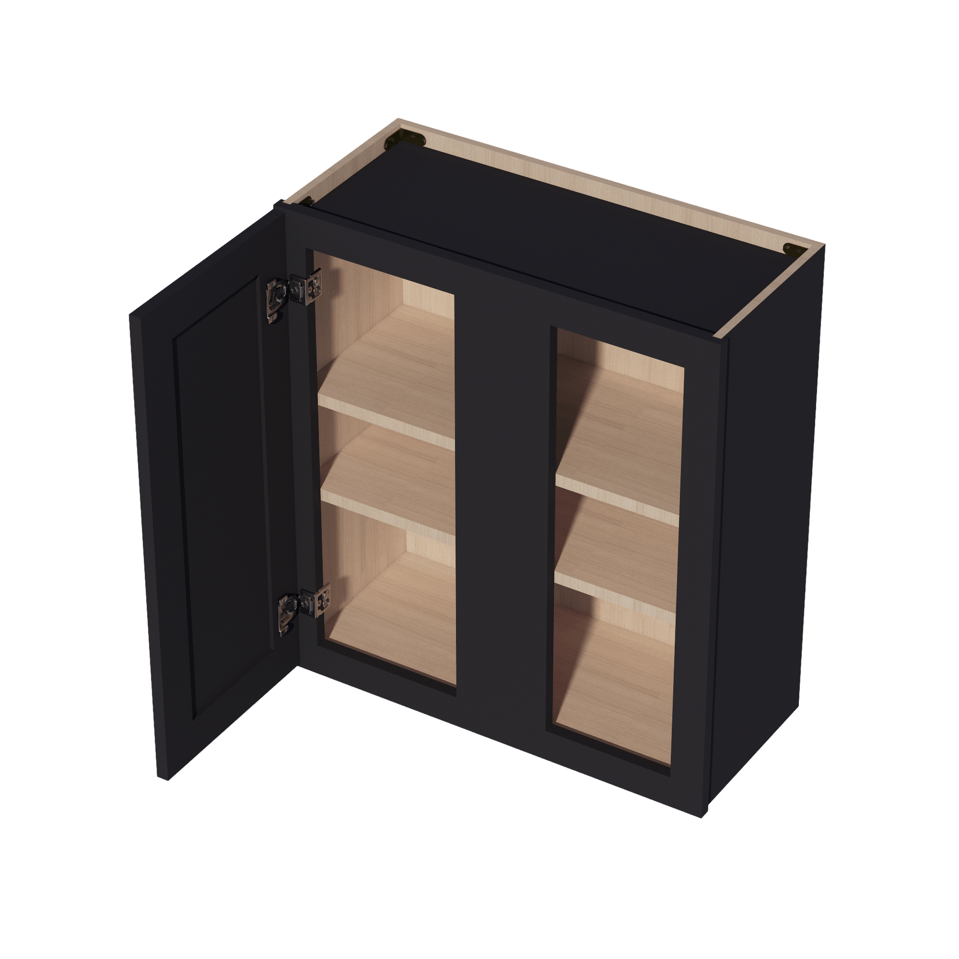 HE - WBC2730: Ebony Black Shaker 27"W x 30"H 1 Door & 2 Shelves Wall Blind Corner Cabinets - NextCabinets