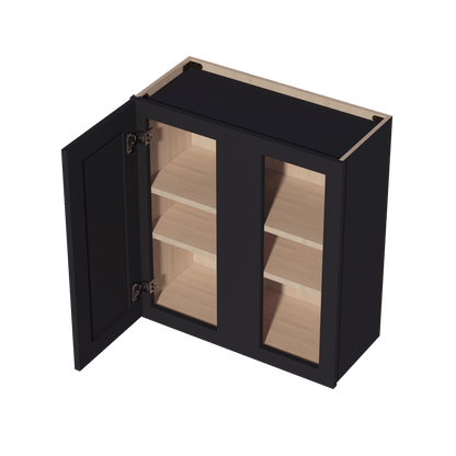 HE - WBC2730: Ebony Black Shaker 27"W x 30"H 1 Door & 2 Shelves Wall Blind Corner Cabinets - NextCabinets
