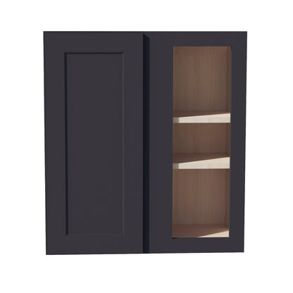 HE - WBC2730: Ebony Black Shaker 27"W x 30"H 1 Door & 2 Shelves Wall Blind Corner Cabinets - NextCabinets