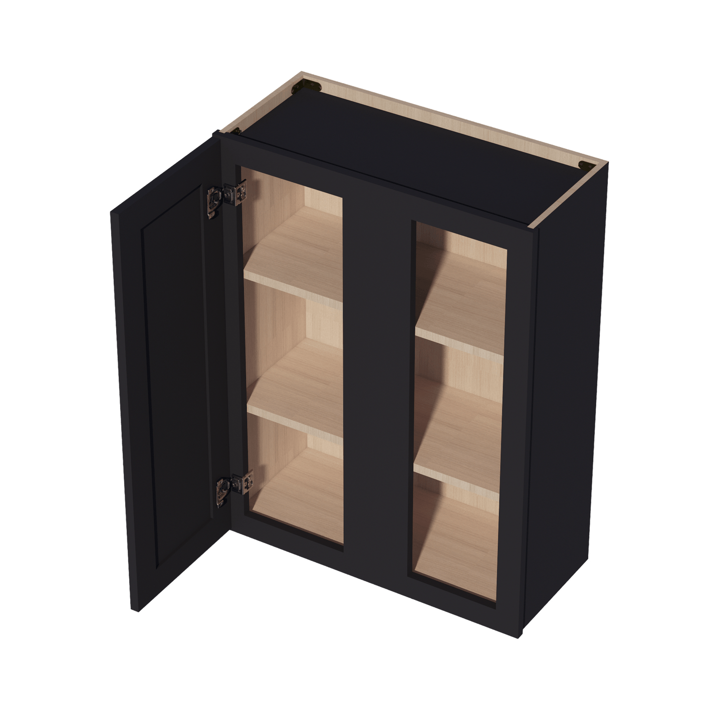 HE - WBC2736: Ebony Black Shaker 27"W x 36"H 1 Door & 2 Shelves Wall Blind Corner Cabinets - NextCabinets