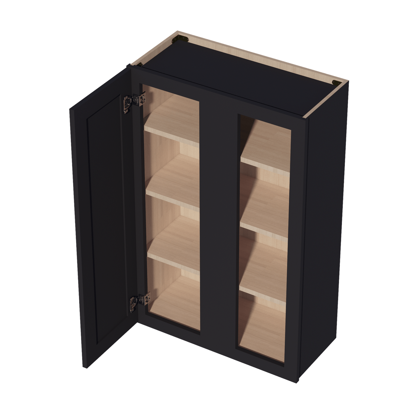 HE - WBC2742: Ebony Black Shaker 27"W x 42"H 1 Door & 2 Shelves Wall Blind Corner Cabinets - NextCabinets